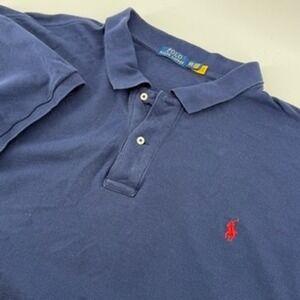 Polo Ralph Lauren Mens Navy Blue Short Sleeve Pique Polo Shirt Big Tall 4XB 4TG